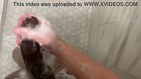 Stepbrother spies on fat ass stepsis showering... she pulls him in wet
