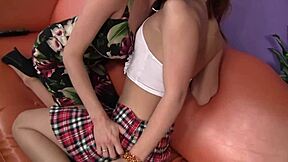 Brunette's huge hooters bounce as teen licks shaved pussy 👅🍈💦