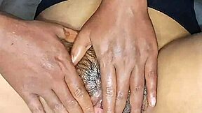 hot indian bhabhi spreads hairy pussy lips for oily massage drip
