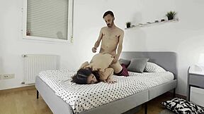 dirty tenant pays rent with tight pussy anal finger cum facial