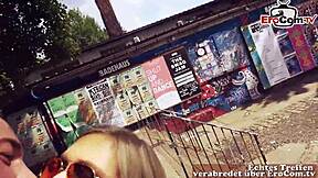 german berlin slut flashes then public fucks on outdoor date pov