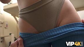 young redhead teen rides stranger's cock anally for attention on public train