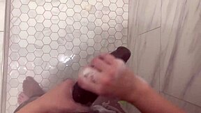 Stepbrother spies on fat ass stepsis showering... she pulls him in wet