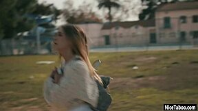 Lucky guy fucks two petite teen pussies hardcore threesome