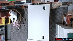 irish redhead shoplifter teen gets fucked hard by lp officer's big cock at work 😏🍆🔥