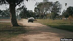 Lucky guy fucks two petite teen pussies hardcore threesome