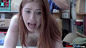 irish redhead shoplifter teen gets fucked hard by lp officer's big cock at work 😏🍆🔥