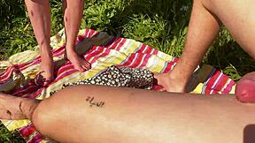 wife's lover proposes then fucks her hard missionary in garden