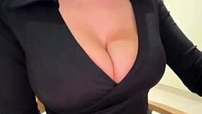 mature milf sexwife strokes big natural tits outdoors on webcam