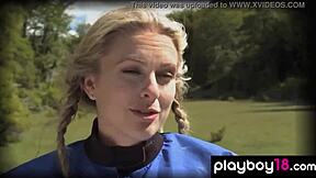 four skinny shaved beauties flash huge tits pussy by river