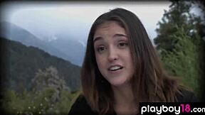 four skinny shaved beauties flash huge tits pussy by river