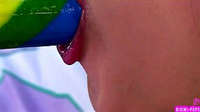 Wanna taste this bikini brunette sugar baby's dirty flashing legs?