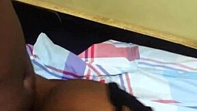 ebony babe bent over doggy cum covered huge clit!