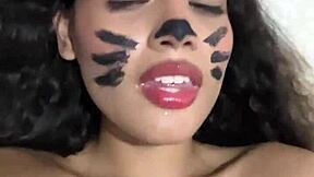 petite babe in halloween suit craves monster cock stretching tight pussy