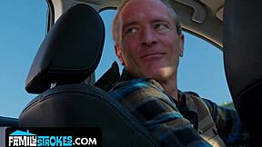 Hitchhiker pussy tempts me and stepdad into wild outdoor double team