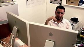 office ffmm ORGY two blondes no condom roleplay secretary rough riding monster cocks