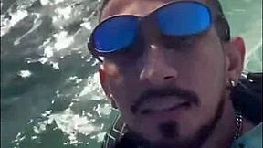 Pov of skinny Brazilian housewife ditching hubby for jetski fuck with instructor watching