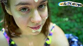 Russian Teen's Outdoor Interracial Monster Cock Handjob Cumshot