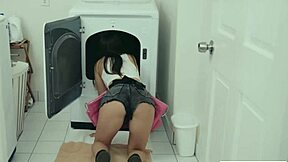 Damn, this horny lesbian straps on and pounds that maid's tight ass!