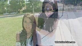Broke Big Tit Teen Blows Stranger Outdoors for Cash!