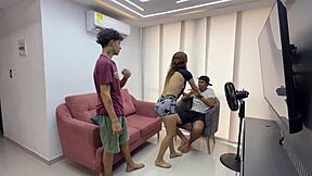 stepmom begs aerobics help then rides my cock hard cuckold watches