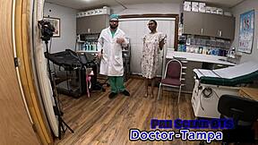 DAISY MYNX SPREADS SHAVED PUSSY FOR DR TAMPA'S UNIVERSITY PHYSICAL PROBE!