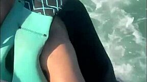 Pov of skinny Brazilian housewife ditching hubby for jetski fuck with instructor watching