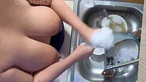 indian maid flashes huge natural tits on webcam dishes