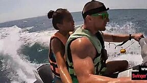 your asian gf sucking cock publicly on jetski, dare her to swallow?