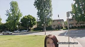 Broke Big Tit Teen Blows Stranger Outdoors for Cash!
