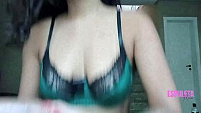 petite latina flashes small tits in lingerie for humiliation tease
