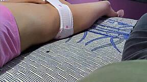 Cute Latina Steps Daughter Fingers Herself on Couch