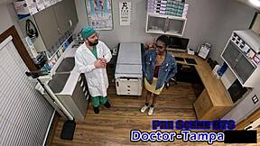 DAISY MYNX SPREADS SHAVED PUSSY FOR DR TAMPA'S UNIVERSITY PHYSICAL PROBE!