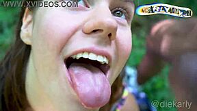 Russian Teen's Outdoor Interracial Monster Cock Handjob Cumshot
