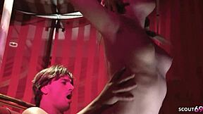 Skinny blonde club dancer gets bareback fucked by huge client cock on desk doggystyle deepthroat