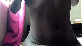 petite ebony dances naked curves in bedroom!