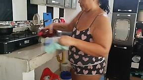 Colombian Maid Hired In Short Pants Flashing Her Huge Curvy Ass For Taboo Fun