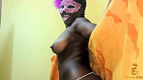 sexy ebony dances in pantyhose to seduce hubby roughly