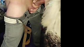 HOT BLONDE EATS ASS WICKED BLOWJOB SKIRT STOCKINGS!