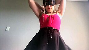 cute petite teen in skirt teases humps pillow naughtily homemade