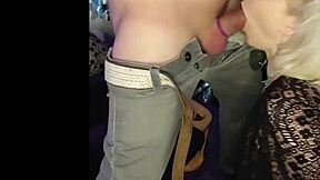 HOT BLONDE EATS ASS WICKED BLOWJOB SKIRT STOCKINGS!