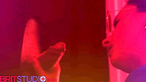 nurse greene deepthroats cum covered gloryhole cock in lingerie stockings