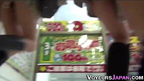 who's spying this unsuspecting asian teen upskirt outdoors?