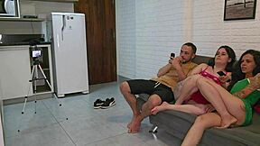 naughty friend teaches wife to dance sparking hubby's erection for wild ffm orgy