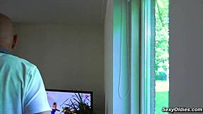 grandpa enjoys teen blowjob until he explodes cum