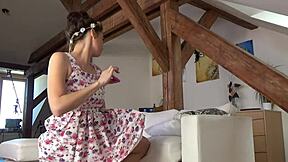 hey lola and denisa petite brunettes fake photoshoot lingerie changing room