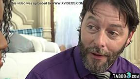 naughty ebony teen charlie rae begs white stepdad's monster cock to make her happy