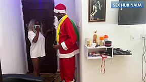 ebony housewife screams as santa claus fucks her petite body hardcore on christmas
