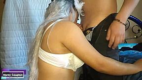 Chupando la verga de mi novio con mis tetotas naturales latina casera