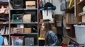 Fake pregnant teen caught shoplifting bent over security doggystyle